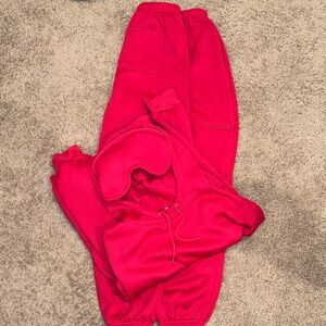Bright Pink matching sweatpants and sweatshirt set